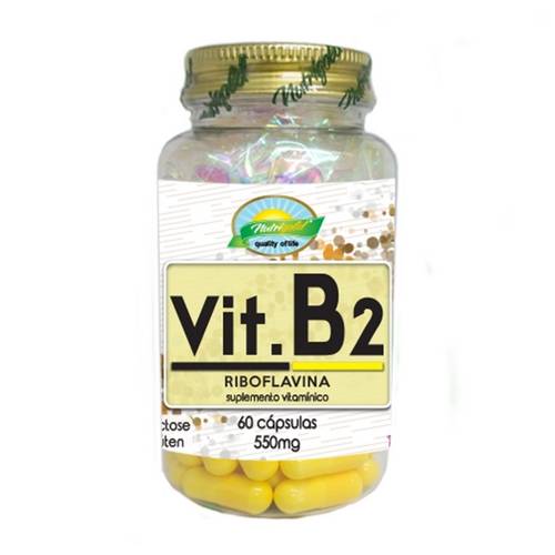 Vitamina B2 (Riboflavina) 550mg - Nutrigold - 60 Cápsulas