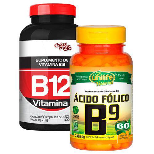 Vitamina B12 e Vitamina B9 Ácido Fólico Kit Especial