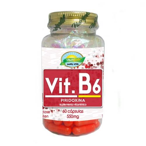 Vitamina B6 (Piridoxina) 550mg - Nutrigold - 60 Cápsulas