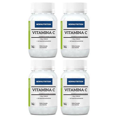 Vitamina C - 4 Un de 120 Tabletes - NewNutrition Laranja e Acerola
