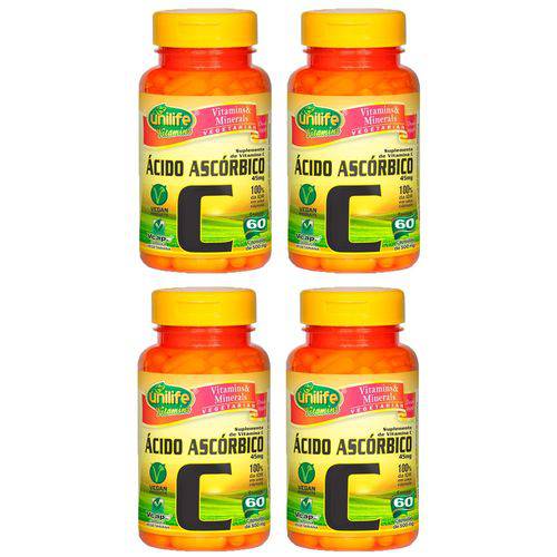 Vitamina C (Ácido Ascórbico) - 4 Un de 60 Cápsulas - Unilife