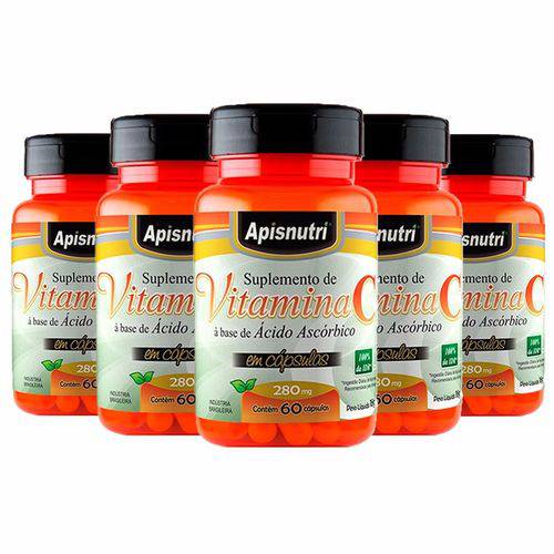Vitamina C (Ácido Ascórbico) - 5 Un de 60 Cápsulas - Apisnutri