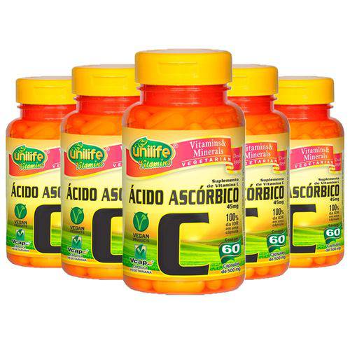 Vitamina C (Ácido Ascórbico) - 5 Un de 60 Cápsulas - Unilife