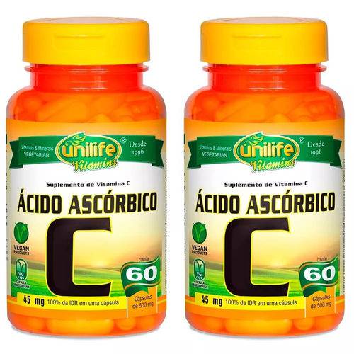 Vitamina C (Ácido Ascórbico) - 2x 60 Cápsulas - Unilife