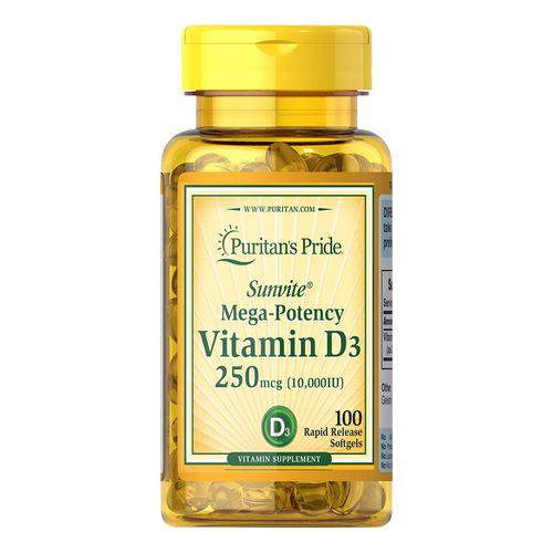 Vitamina D3 10.000 Ui Puritans Pride 25 Mcg 100 Cápsulas