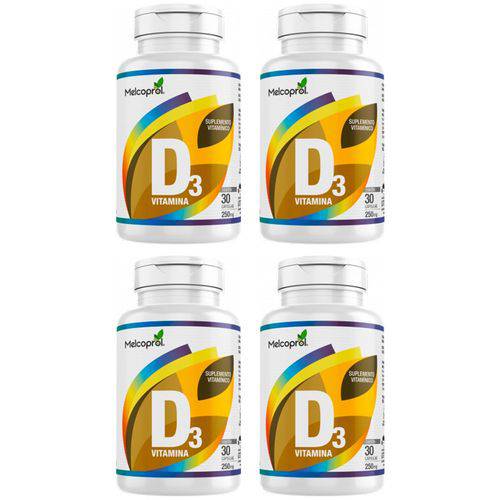 Vitamina D3 250mg - 4 Un de 30 Cápsulas - Melcoprol