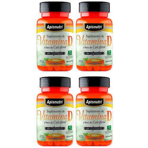 Vitamina D 280mg - 4 Un de 60 Cápsulas - Apisnutri