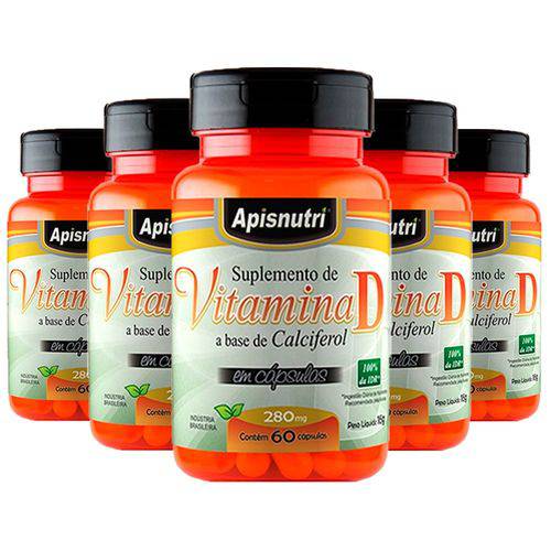 Vitamina D 280mg - 5 Un de 60 Cápsulas - Apisnutri
