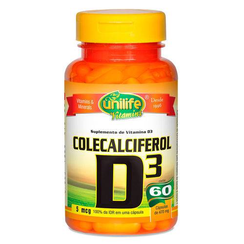 Vitamina D3 Colecalciferol 60 Cápsulas Vegetarianas - Unilife