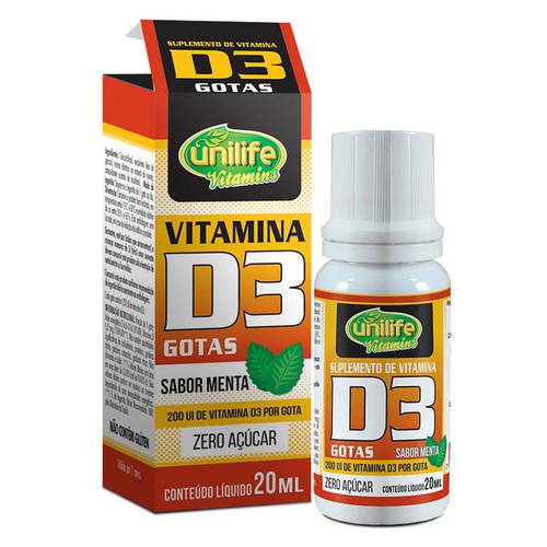 Vitamina D3 em Gotas - Sabor Menta - 20 Ml