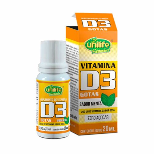 Vitamina D3 em Gotas Sabor Menta - Unilife - 20ml