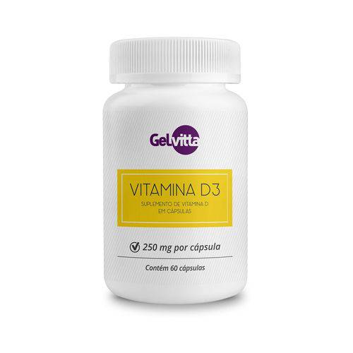 Vitamina D3 Suplemento Pote com 60 Cápsulas Gelvitta