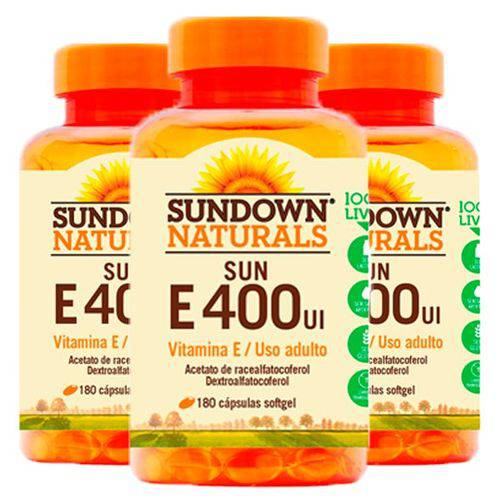Vitamina e 400 UI - 3 Un de 180 Cápsulas - Sundown