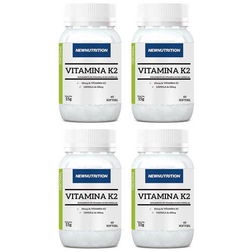 Vitamina K2 Menaquinona - 4 Un de 60 Cápsulas - NewNutrition