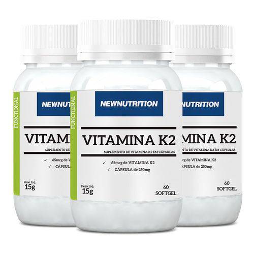 Vitamina K2 Menaquinona - 3 Un de 60 Cápsulas - NewNutrition
