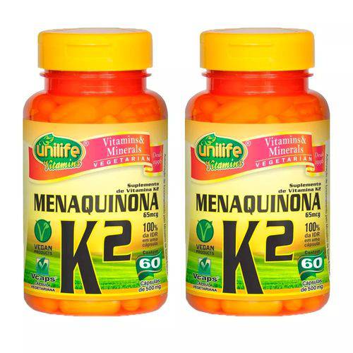Vitamina K2 (Menaquinona) - 2 Un de 60 Cápsulas - Unilife