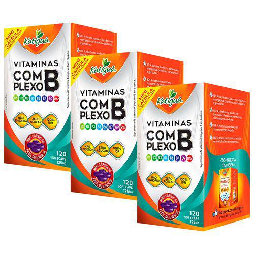 Vitaminas do Complexo B - 3 Un de 120 Cápsulas - Katigua