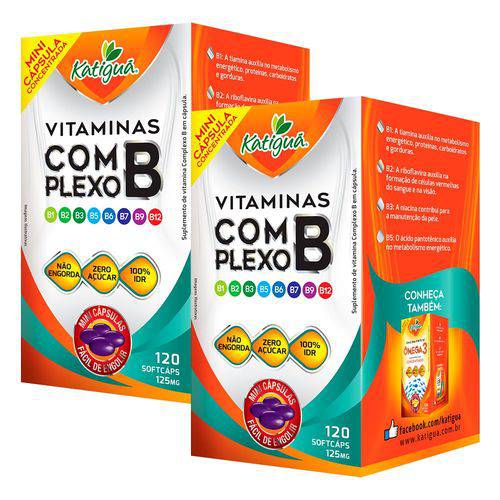 Vitaminas do Complexo B - 2 Un de 120 Cápsulas - Katigua