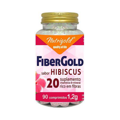 Vitaminas e Minerais Fibergold 20 1,2g - Nutrigold - 90 Comprimidos - Hibiscus