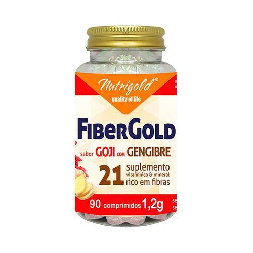 Vitaminas e Minerais Fibergold 21 1,2g - Nutrigold - 90 Comprimidos - Goji C/ Gengibre
