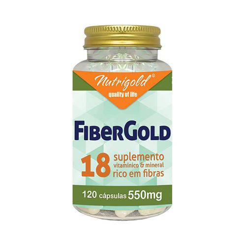 Vitaminas e Minerais Fibergold 18 550mg - Nutrigold - 120 Cápsulas