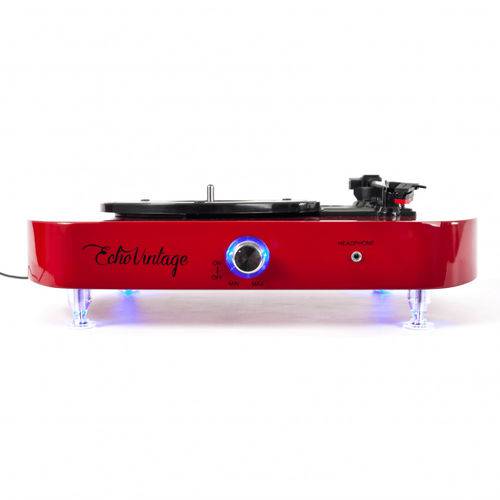 Vitrola Toca Discos Luminous - Vermelha com Iluminação de LED - Echo Vintage