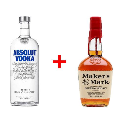 Vodka Absolut 1lt + Whisky Bourbon Americano Makers Mark 1 Lt