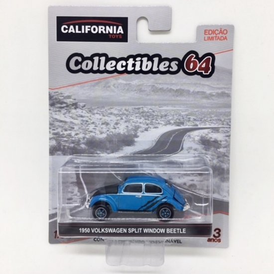 Volkswagen Split Window Beetle Fusca Azul 1:64 California Toys