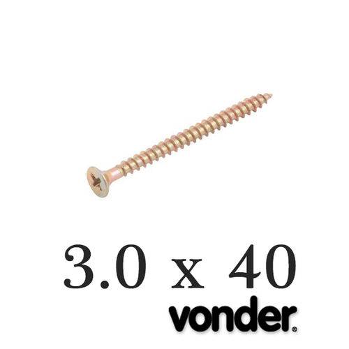 Vonder - Parafuso P/ Madeira 3,0 X 40 Chipboard (1.000 Pçs)