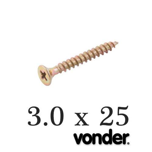 Vonder - Parafuso P/ Madeira 3,0 X 25 Chipboard (500 Pçs)