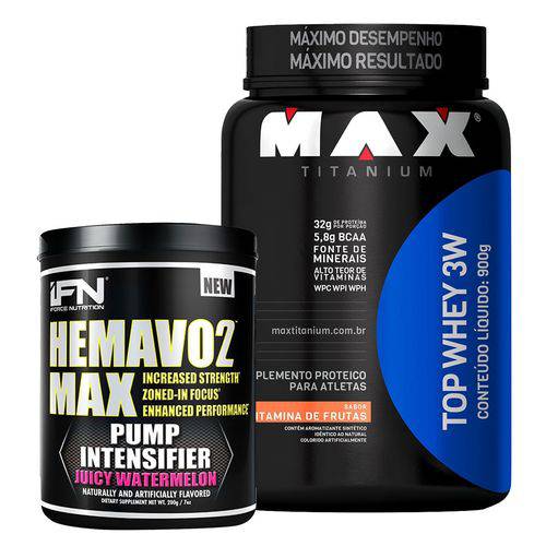 3W TOP WHEY 900g - Max Titanium + HEMAVO2 MAX 200g - Iforce Nutrition
