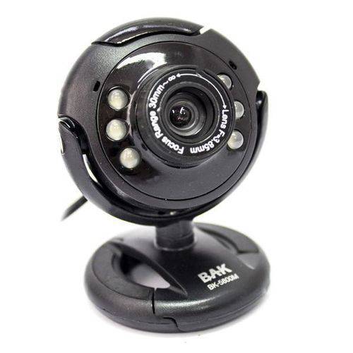 Webcam Bak Bk-5800 USB com 2.0mp- Rotação de 360° - Preta