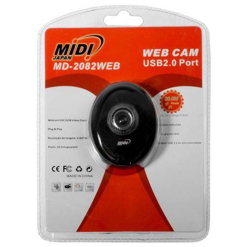 Webcam Midi Md-2082web Vga USB-com Microfone - Preta