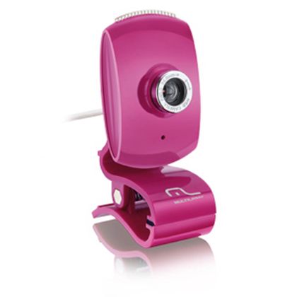 Webcam Multilaser Facelook com Microfone USB Rosa - WC048 WC048
