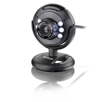 Webcam Multilaser Plug e Play 16Mp NighTVision Microfone USB Preto - WC045 WC045