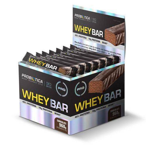 Whey Bar High Protein Chocolate - 24 Unid - Probiótica