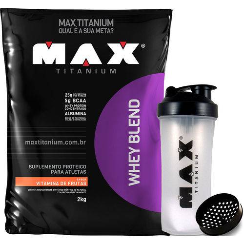 WHEY BLEND (2Kg) + Shaker 700ml - Max Titanium - Vitamina de Frutas
