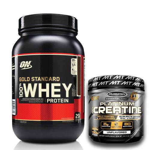 Whey Gold Standard 100% 907g Double Rich Chocolate - Optimum Nutrition + Creatina 400g Muscletech