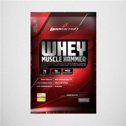 Whey Muscle Hammer 900g - Bodyaction - Morango