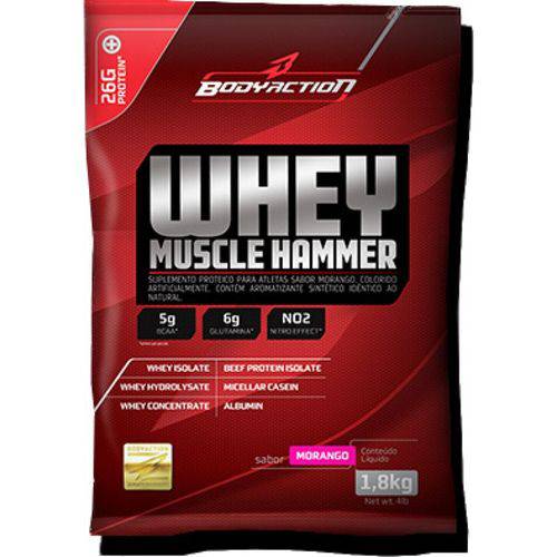 Whey Muscle Hammer - Body Action 1,8kg Refil - Morango