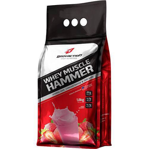 Whey Protein Bodyaction Muscle Hammer - Morango- 1,8kg