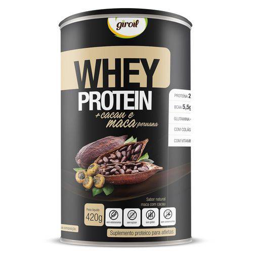 Whey Protein Concentrado Cacau e Maca Peruana 420g - Giroil - Cacau e Maca Peruana