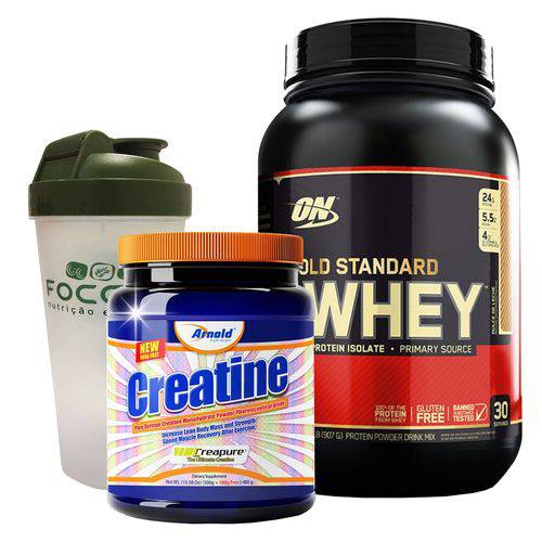 Whey Protein Isolado WHEY GOLD 100% 2lbs Optimum Nutrition + CREATINA CREAPURE 400g - Arnold Nutriti