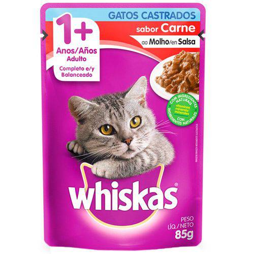 Whiskas Sachê para Gatos Castrados Sabor Carne 85g
