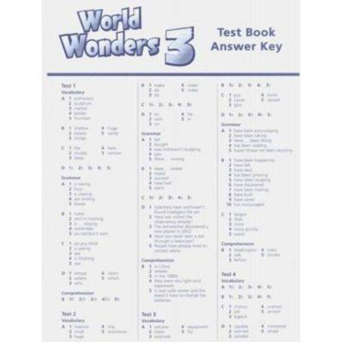 World Wonders 3 Test Book Answer Key