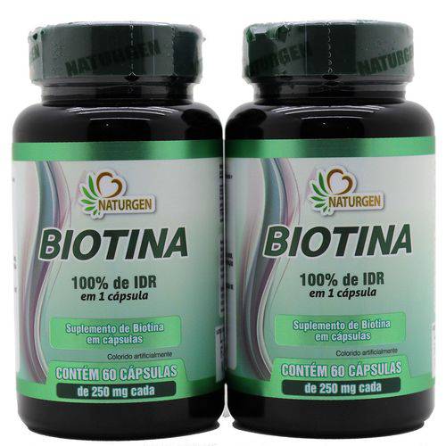 2x Biotina 60 Capsulas 4 Meses Vitamina H Vitamina B7 Crescimento Firmeza