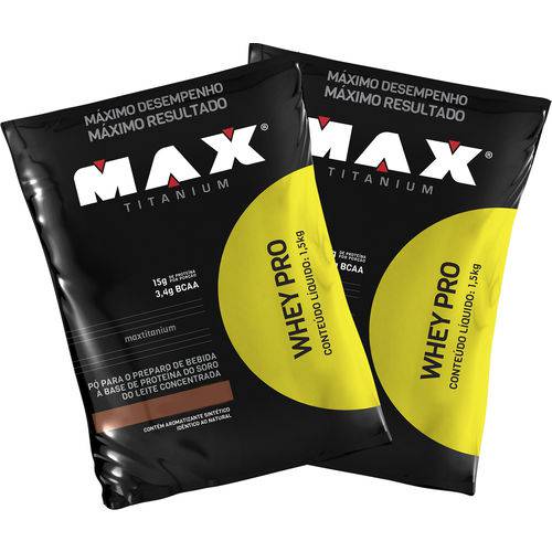 2x Whey Pro 1,5kg Refil Max Titanium Proteína