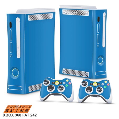 Xbox 360 Fat Skin - Azul Claro Adesivo Brilhoso