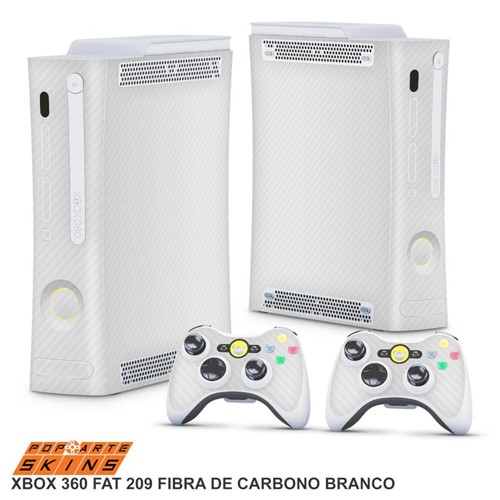 Xbox 360 Fat Skin - Fibra de Carbono Branca Adesivo Brilhoso