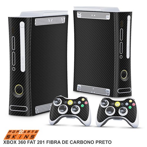 Xbox 360 Fat Skin - Fibra de Carbono Preto Adesivo Brilhoso